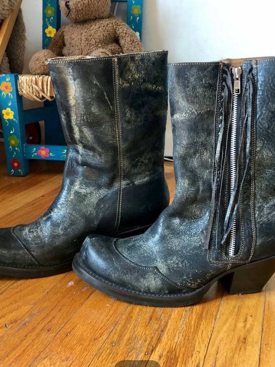John Fluevog Frontier Hi Hillary Black Leather Boots With Side Zip